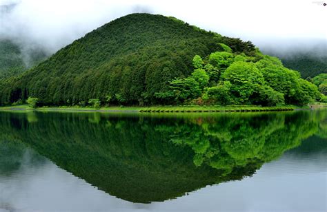 Reflection Green Lake Japan Mountains Beautiful Photos Of Nature