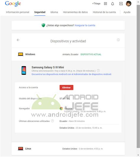Cómo eliminar el dispositivo Android de la cuenta de Google 🥇