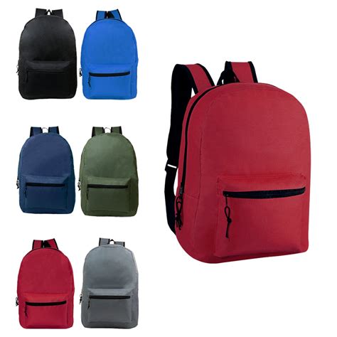 17 Kids Basic Wholesale Backpack In 6 Colors Bulk Case Of 24