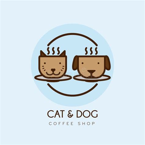 Cat Dog Coffee Cafe Shop Logo Design Stock Illustration Illustration