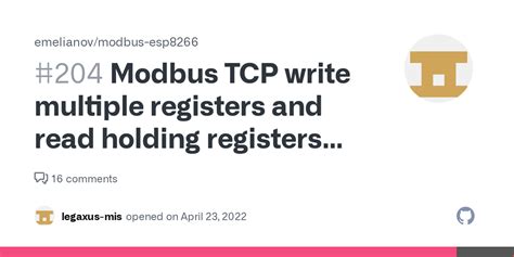 Modbus Tcp Write Multiple Registers And Read Holding Registers Examples