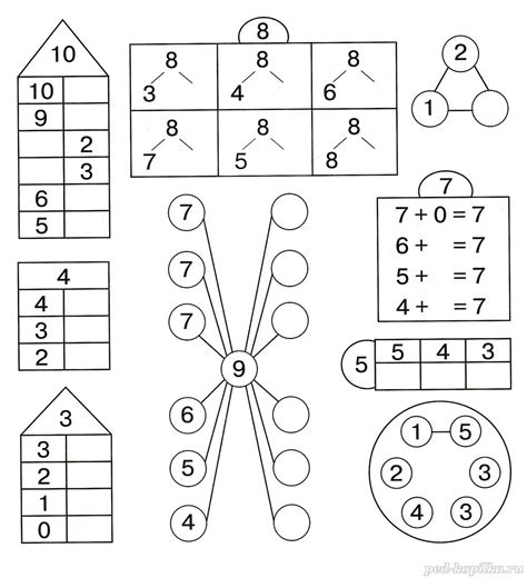 Задание по математике для детей 6 7 лет Заполни таблицы на состав чисел