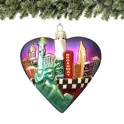 New York City Big Apple Glass Heart Ornament