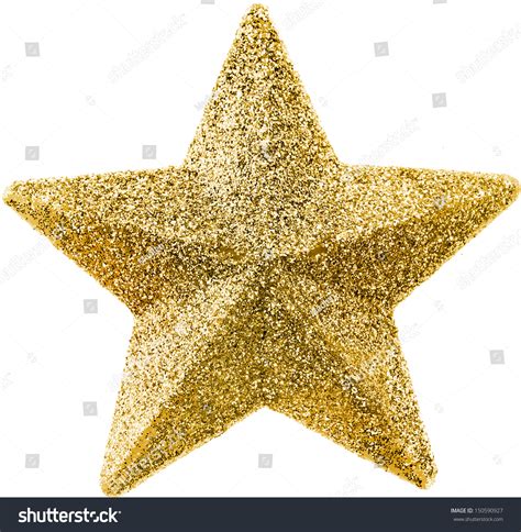 Golden Christmas Star Isolated On White Background Stock Photo