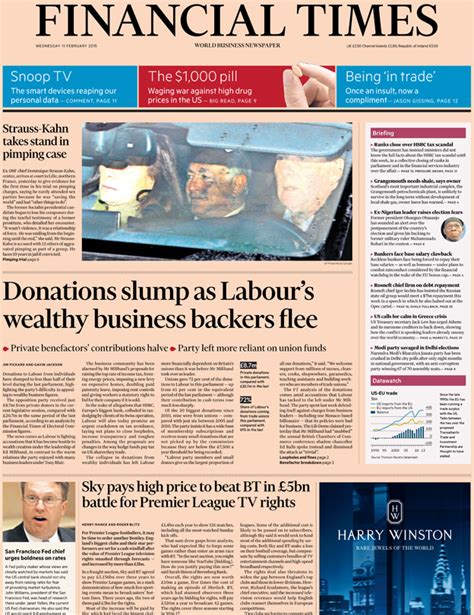 Newspaper Thread And Front Pages Wednesday 11 February 2015