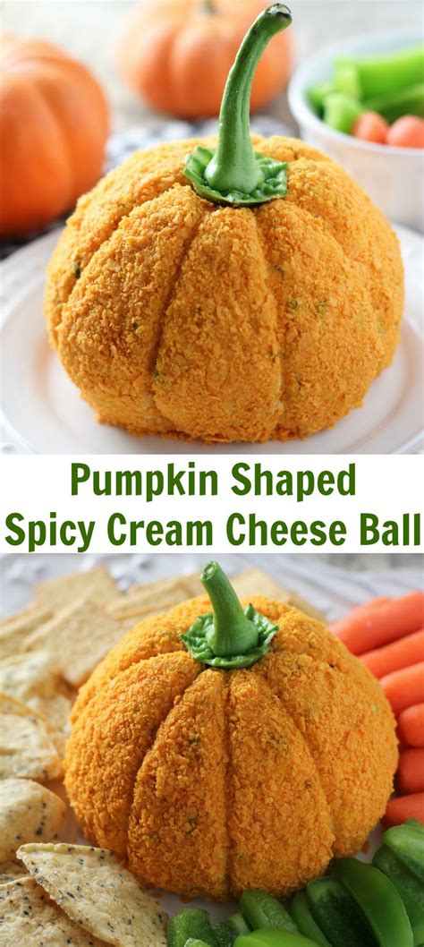 Pumpkin Shaped Cheese Ball Baked In Az Cream Cheese Ball Halloween