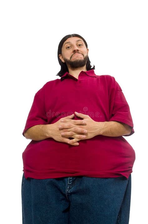 Overweight Man Isolated On The White Stock Photo Image Of Funny Food