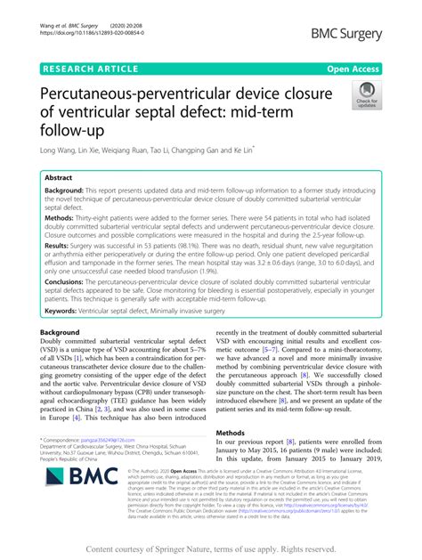 Pdf Percutaneous Perventricular Device Closure Of Ventricular Septal
