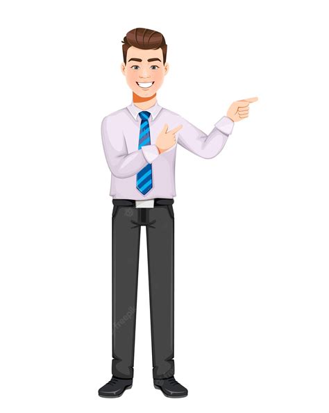 Premium Vector Handsome Business Man Pointing On Something Young