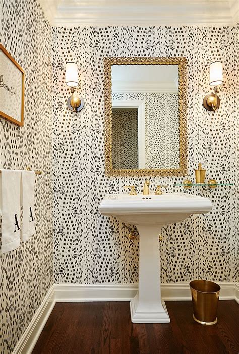 Love This Powder Room Such Fun Wallpaper Print And Love The Gold