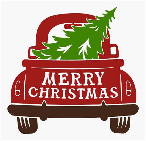 Free Red Truck With Christmas Tree Svg, HD Png Download - kindpng