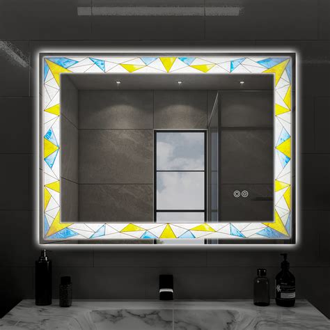 Buy Kaasunes Tiffany Style 32x24 Led Lighted Rectangle Mirror Wall Frontal Illuminated