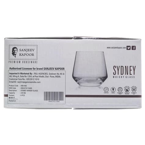 Sanjeev Kapoor Sydney Whisky Glass 370 Ml Set Of 6 Jiomart