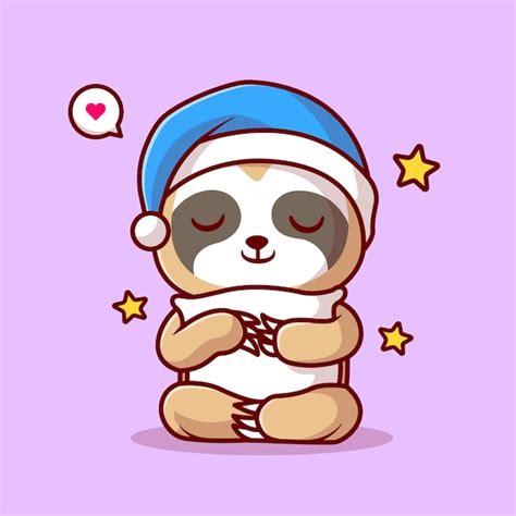 Premium Vector Cute Sloth Sleeping With Pillow And Star Cartoon Vector Icon Illustration