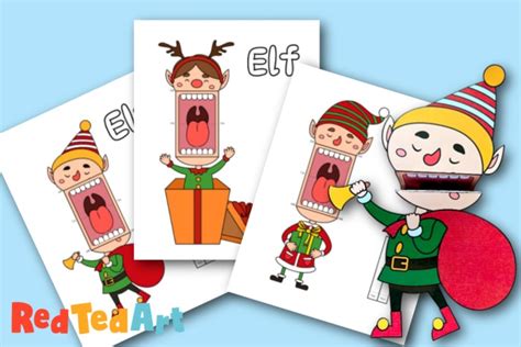 Fun Christmas Elf Finger Puppets Printable For Kids Red Ted Art