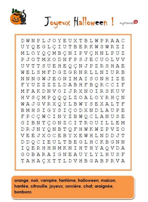 Teaching French Halloween Word Search Halloween Words