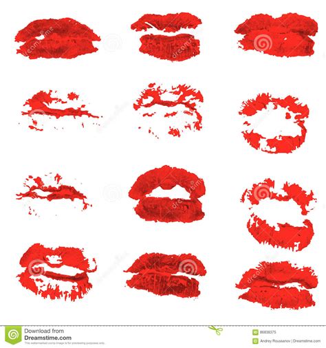 Different Women`s Lips Vector Icon Set Isolated From Background Stock