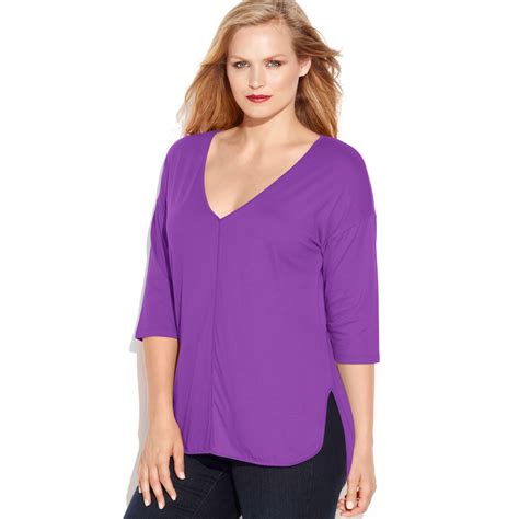 Michael Kors Michael Plus Size Seamedfront Tee In Purple Lyst