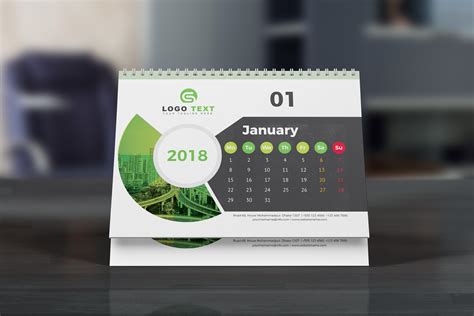 Desk Calendar 2018 Illustrator Templates Creative Market
