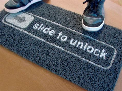 Someone Is Standing On A Door Mat That Says Slide To Unlock 50 Off