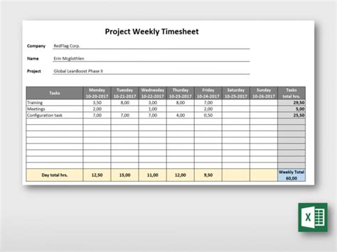 Simple Weekly Project Timesheet Form