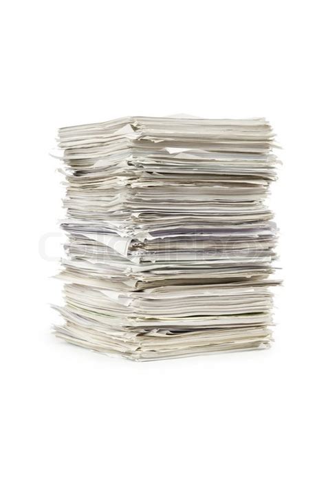 Pile Of Papers On White Stock Photo Colourbox