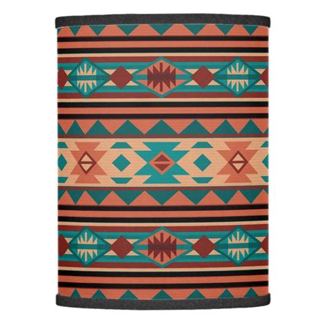 Southwest Tribal Pattern Turquoise Terracotta Lamp Shade Native
