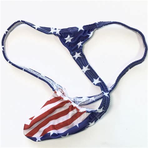 K403 P New Men String Thong Bulge Pouch T Back Star And Stripes Patriotic