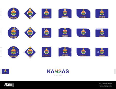 Kansas Flag Set Simple Flags Of Kansas With Three Different Effects