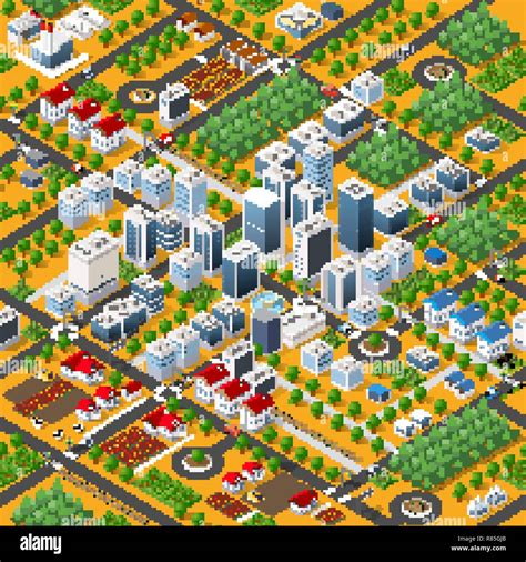 Isometric 3d Megapolis City Structure Seamless Pattern With Streets