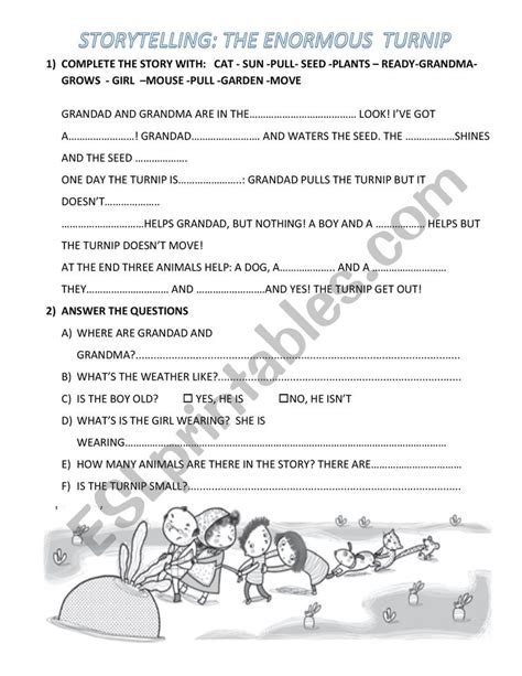 The Enormous Turnip Questions Esl Worksheet By Martinabarin