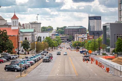 Downtown Montgomery With Wide Street Car Parked And Buildings In The