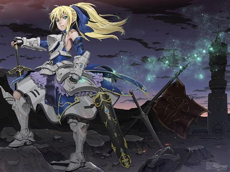 Hd Wallpaper Blondes Fatestay Night Night Flags Armor Anime Saber