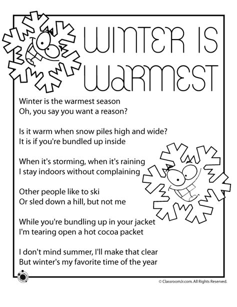 Winter Is Warmest Kids Poem Woo Jr Kids Activities Childrens