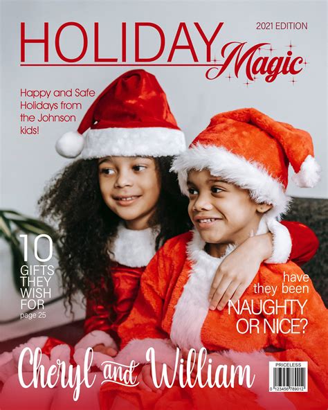 Custom Christmas Magazine Cover Holiday Magic Magazine Cover Etsy