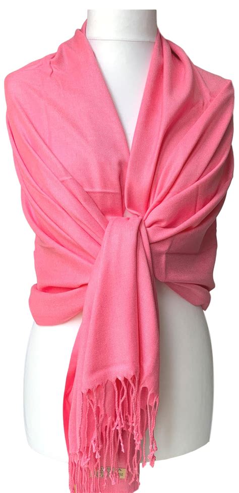 Pink Pashmina Ladies Cashmere Silk Blend Wrap Large Shawl Plain