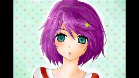 Hanabi Purple Haired Manga Girl Anime Digital Speed