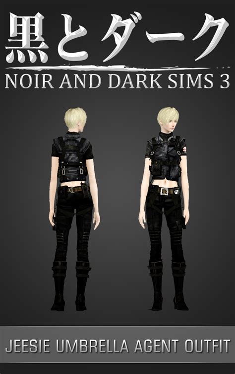 Ts3 Resident Evil Jessie Umbrella Agent Outfit Noir And Dark Sims