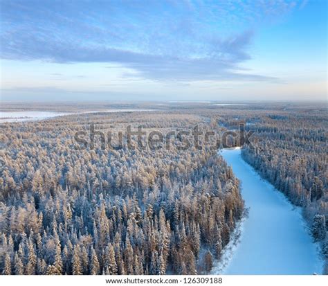Aerial View Forest River During Winter Stock Photo 126309188 Shutterstock
