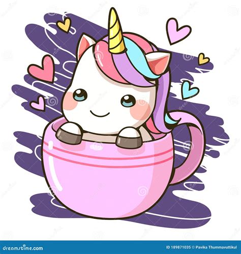 A Little Unicorn In A Cup Of Coffee Cartoon Stock Vector Illustration