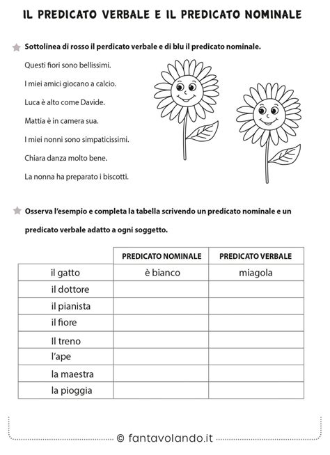 Schede Didattiche Di Italiano Scuola Primaria Il Predicato Verbale E