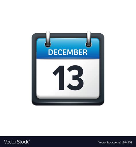 December 13 Calendar Icon Royalty Free Vector Image