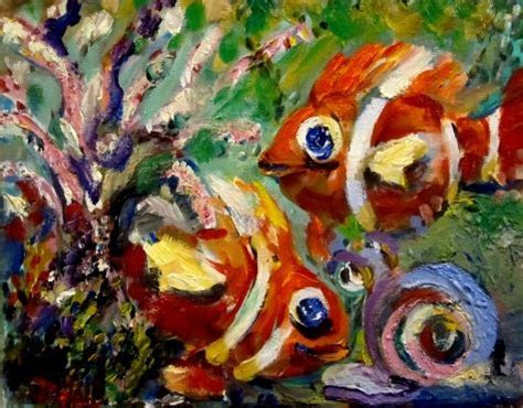 Sea Side Fun Fish And Snail Painting By Artist Delilah Smith