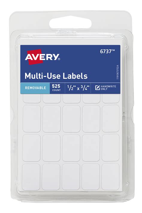Avery Removable Labels 12 X 34 525 Total 6737