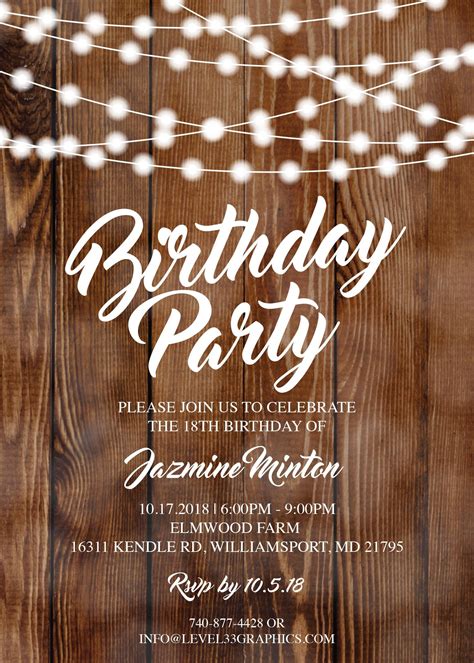 Rustic Birthday Party Invitation Party Invite Card Country Etsy Bbq