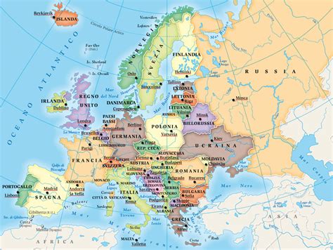 Una cartina fisica dell'italia e una cartina muta dell'italia. CARTINA EUROPA, Mappa Europa