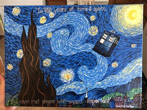 Painted Canvas Starry Night Van Gogh Tardis Doctor Who In