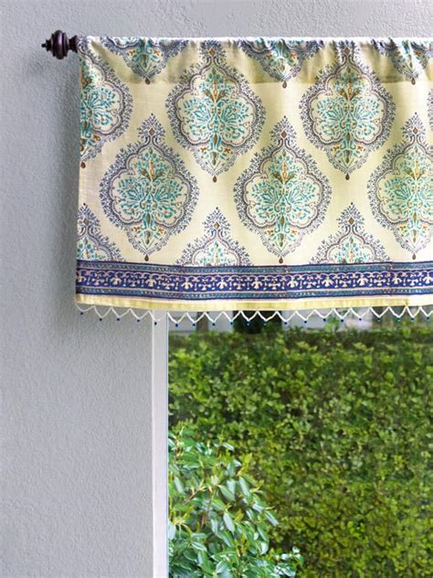 Morning Dew ~ French Country Medallion Yellow Blue Valance Saffron