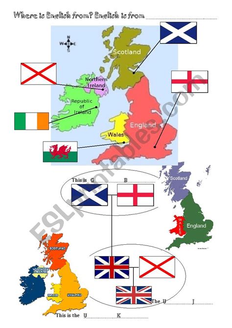 The British Isles Flags And Countries Esl Worksheet By Msricard