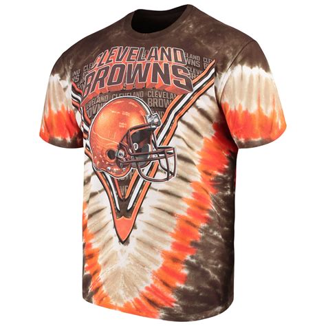 Majestic Cleveland Browns Brown V Tie Dye T Shirt